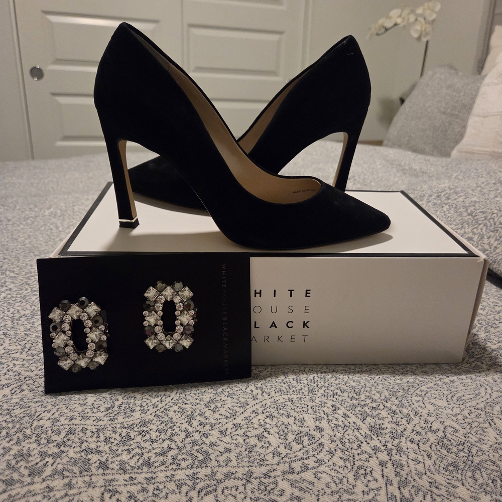 Suede Pointed-Toe Stiletto Pumps - White House Black Market